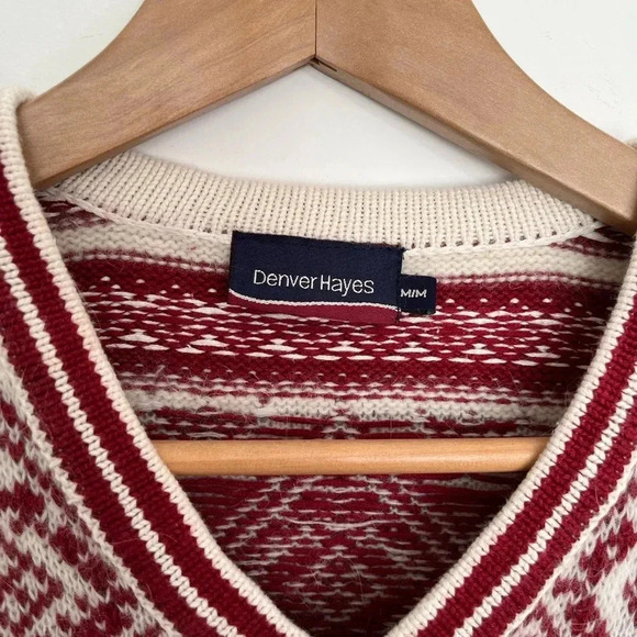 Denver Hayes Red Patterned Ski Sweater size  medium - Picture 4 of 6